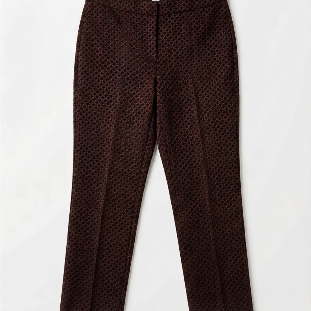 Chico's sz 3 Patterned gold shimmer burgundy and black pants thicker material